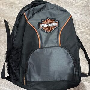 Harley-Davidson Black and Gray Backpack with Orange Trim